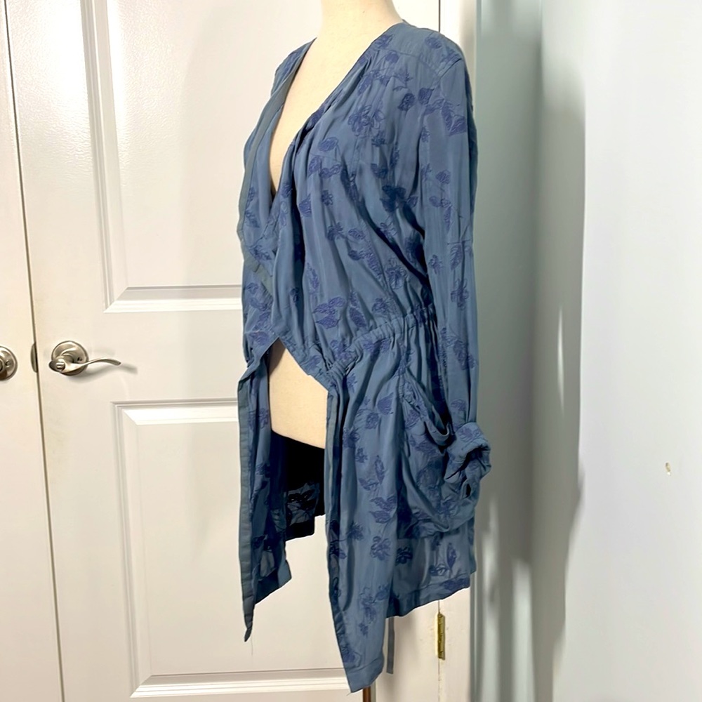 Anthropologie Hei Hei Blue Melita Draped Floral Jacket Duster size XS - Picture 5 of 7